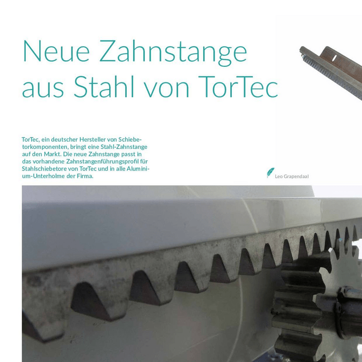 tortec Freitragende Schiebetor Profile Systeme FOBS Zahnstange aus Stahl